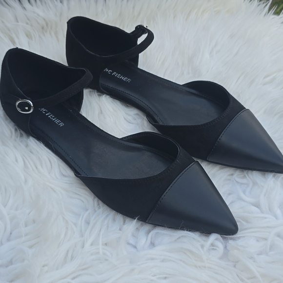 Marc Fisher Elesia2 Black Pointed Toe Ankle Strap Ballet Flats Sz.9 Whimsigoth - Picture 3 of 13